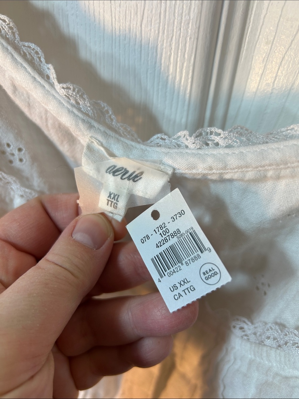 Aerie White Ruffled Eyelet Women's Blouse Size XXL coastal - Picture 5 of 10